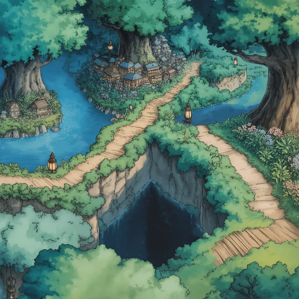 AI-generated Forest tile at coordinates 31, -14 in the Ghibli world of Million Dollar Canvas