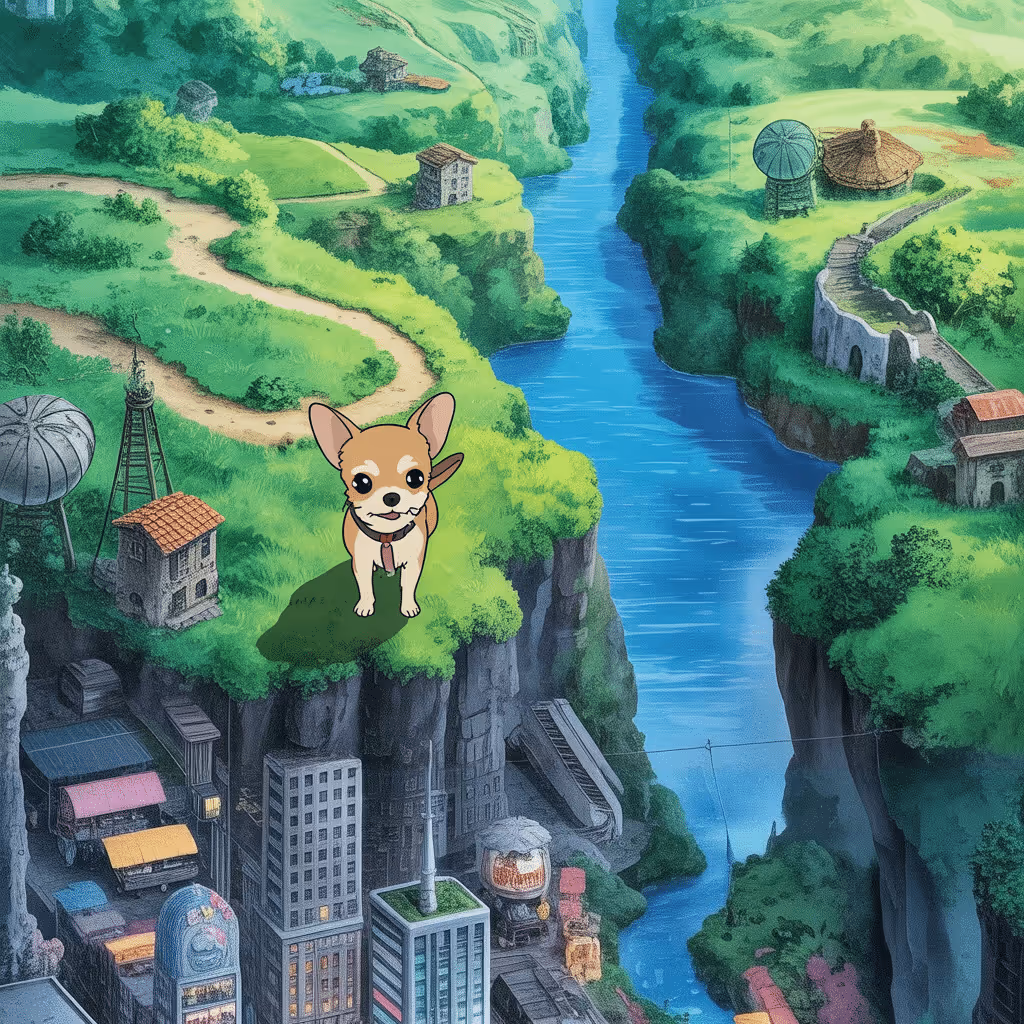 AI-generated Lush tile at coordinates -4, -47 in the Ghibli world of Million Dollar Canvas
