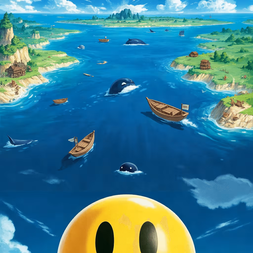 AI-generated Ocean tile at coordinates -4, -52 in the Ghibli world of Million Dollar Canvas