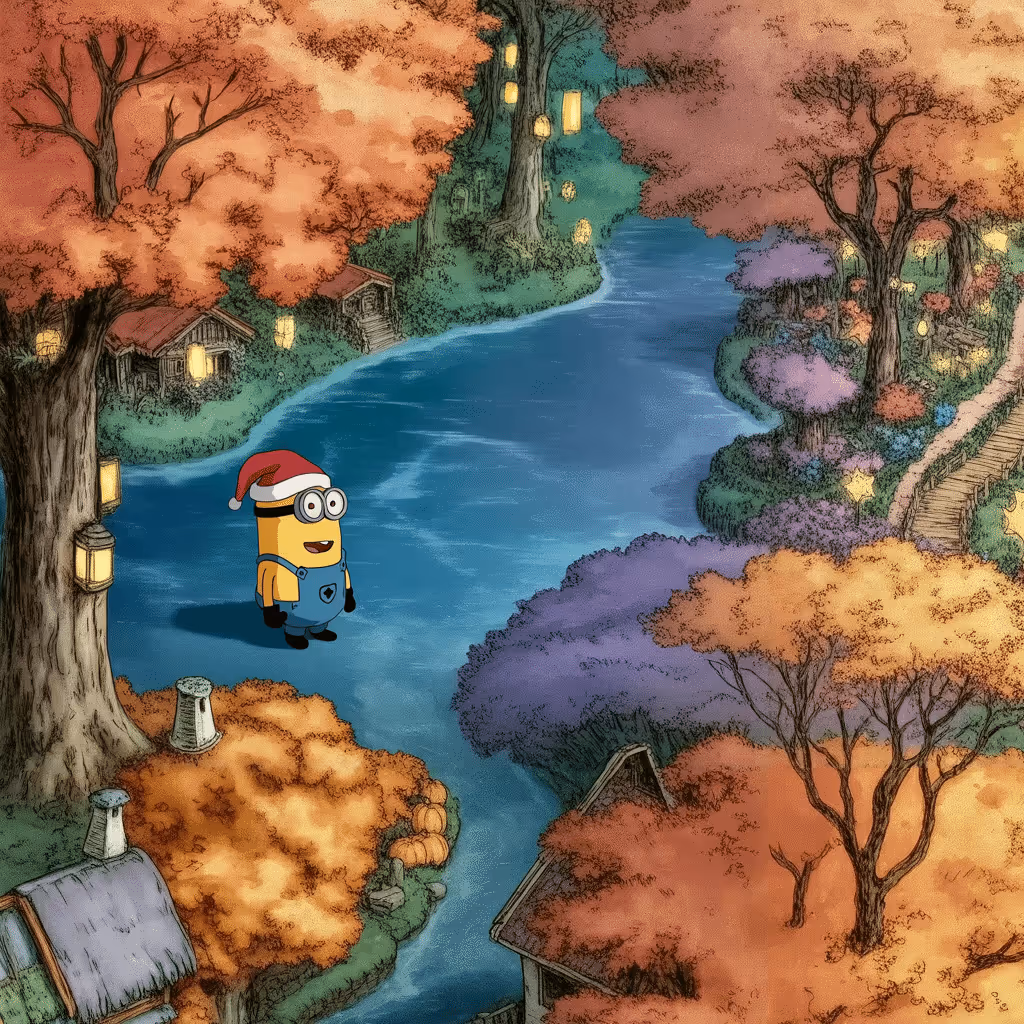 AI-generated Forest tile at coordinates -12, -21 in the Ghibli world of Million Dollar Canvas
