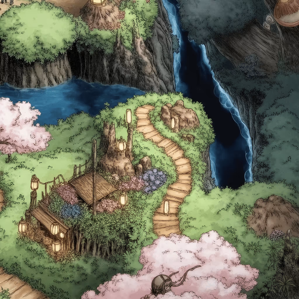 AI-generated Forest tile at coordinates 10, 24 in the Ghibli world of Million Dollar Canvas