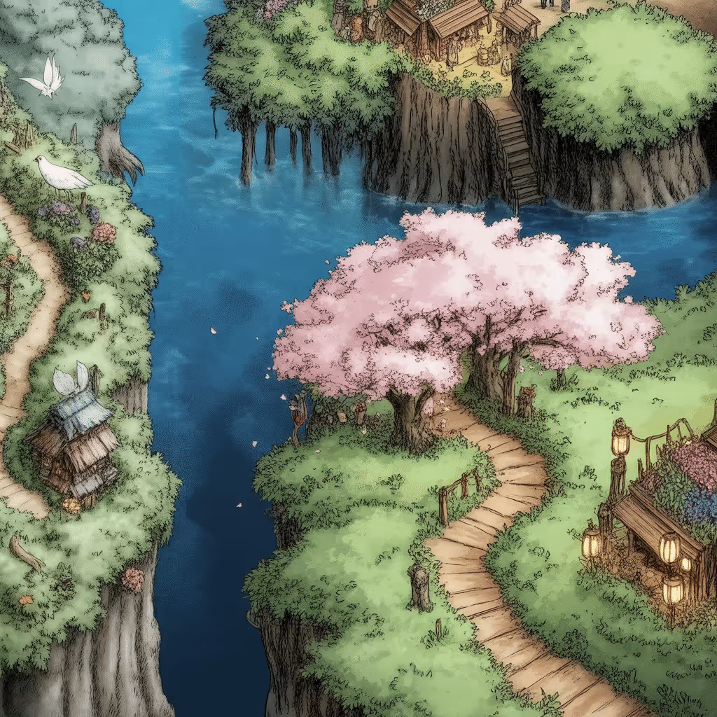 AI-generated Forest tile at coordinates 9, 24 in the Ghibli world of Million Dollar Canvas