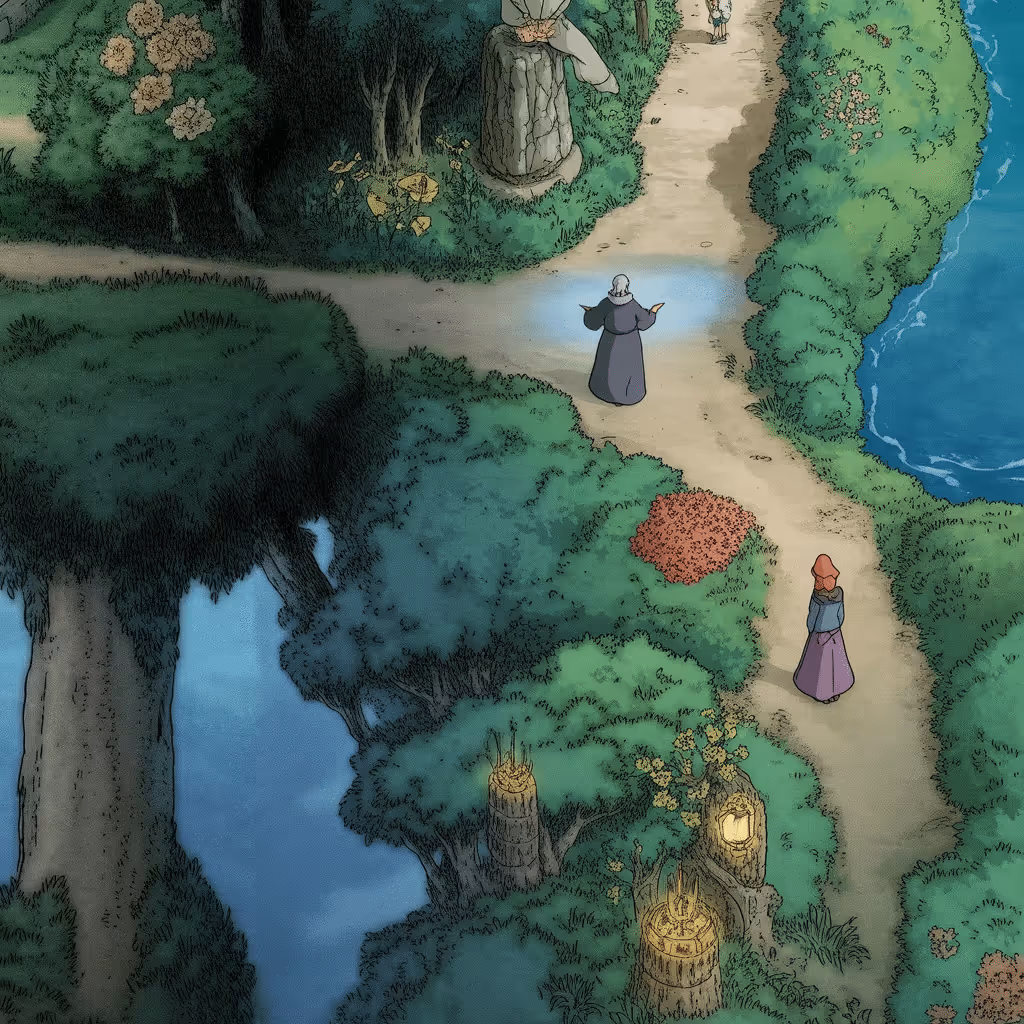 AI-generated Forest tile at coordinates 18, 23 in the Ghibli world of Million Dollar Canvas