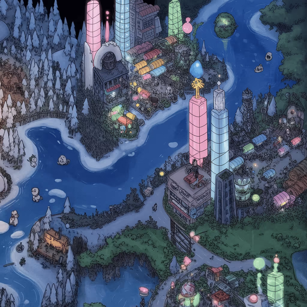 AI-generated Tokyo Night tile at coordinates 6, 29 in the Ghibli world of Million Dollar Canvas