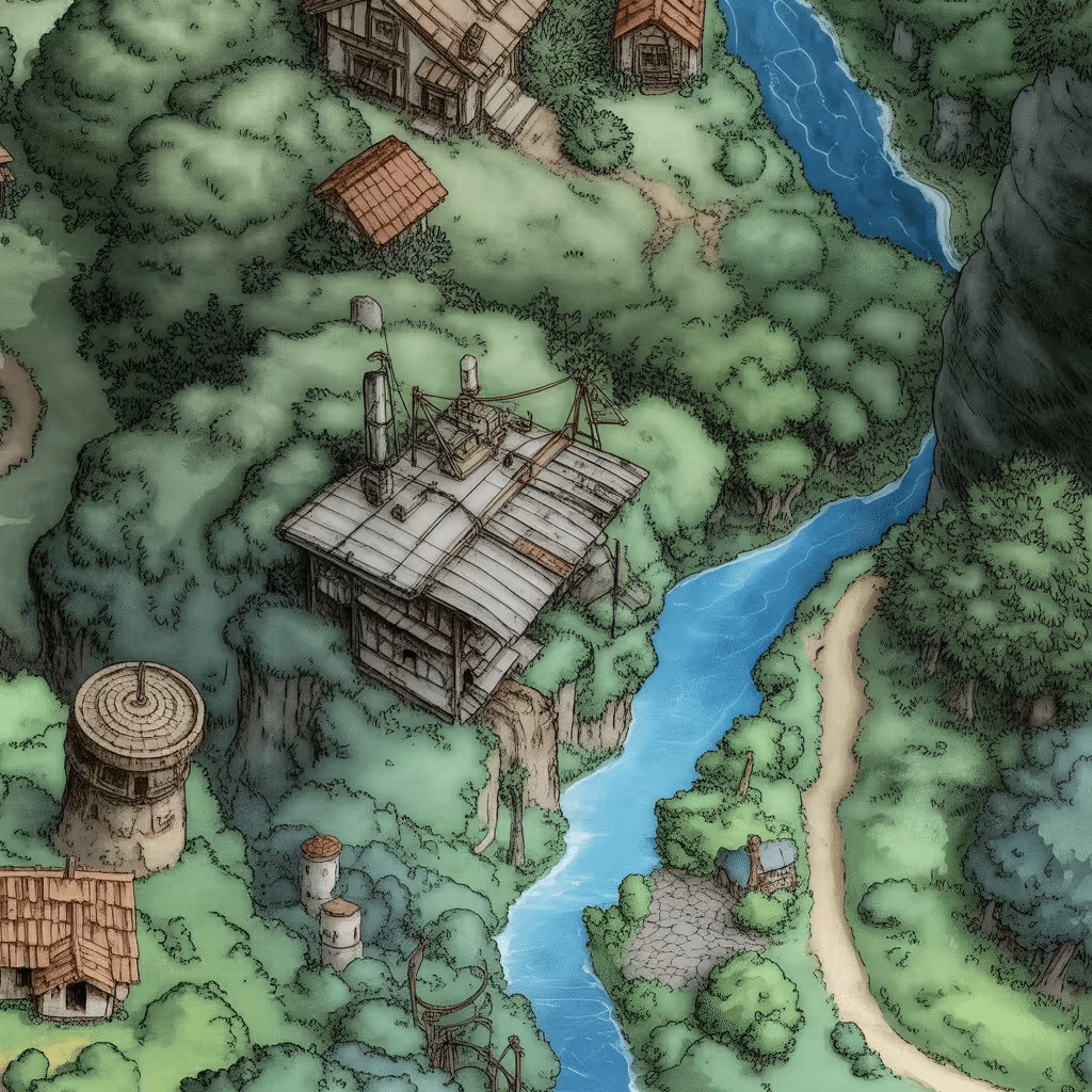 AI-generated Lush tile at coordinates 13, -22 in the Ghibli world of Million Dollar Canvas