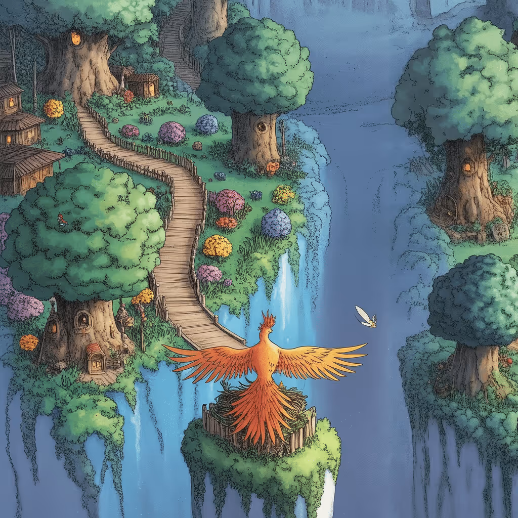 AI-generated Forest tile at coordinates -9, -24 in the Ghibli world of Million Dollar Canvas