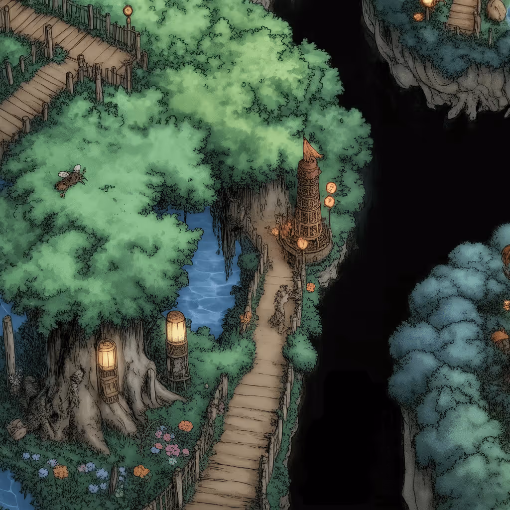 AI-generated Forest tile at coordinates -19, 14 in the Ghibli world of Million Dollar Canvas