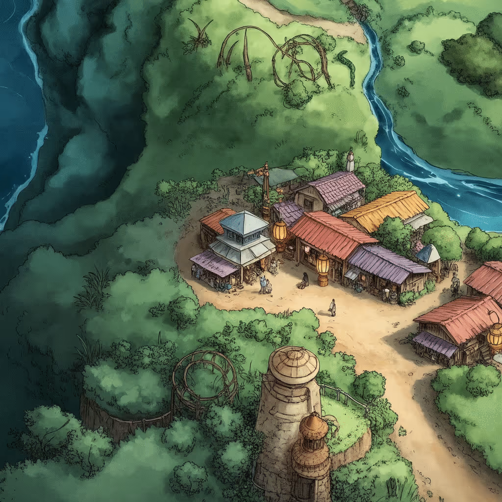 AI-generated Lush tile at coordinates 37, 7 in the Ghibli world of Million Dollar Canvas