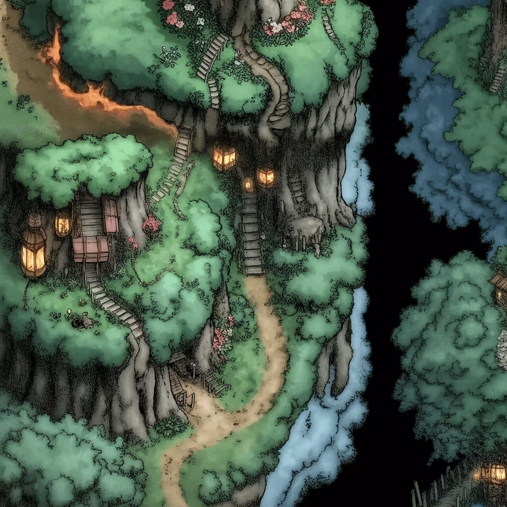 AI-generated Forest tile at coordinates -21, 12 in the Ghibli world of Million Dollar Canvas